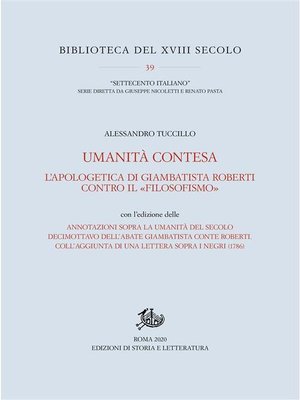 cover image of Umanità contesa. L'apologetica di Giambatista Roberti contro il «filosofismo»